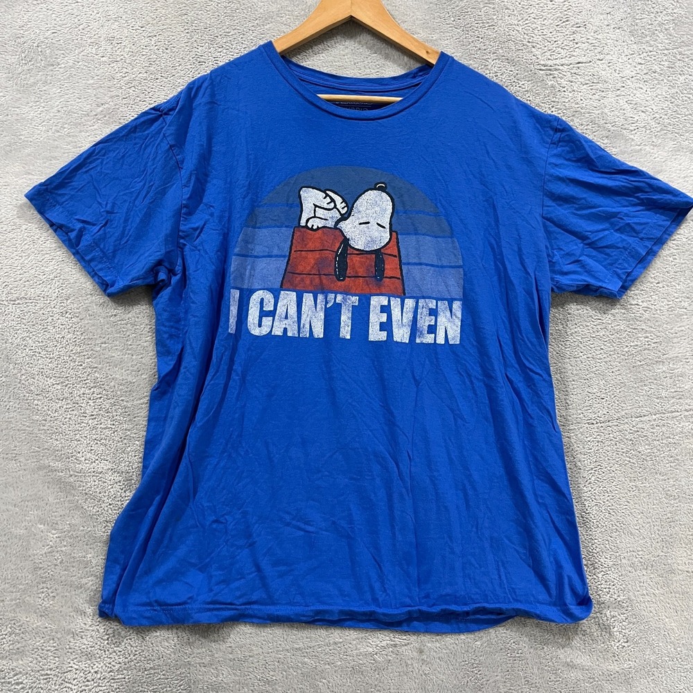 Peanuts Hybrid T Shirt Unisex XL Blue Cotton I Cant Even Snoopy Crew Neck Resort